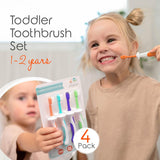 Toddler Toothbrushes 1-2 Years (4-Pack) - Bpa-Free & Safety-Tested Kids Toothbrush Kit, Designed by a Pediatric Dentist, Soft-Grip Toothbrush for Kids, My First Toothbrush Set