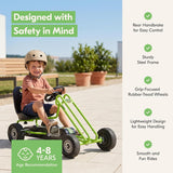 Kids Pedal Go Kart, 4 Wheel Bike Cart, Ride for Ages 4-8, Green- Outdoor Bicycle Karts with Plastic Wheels for Boys and Girls